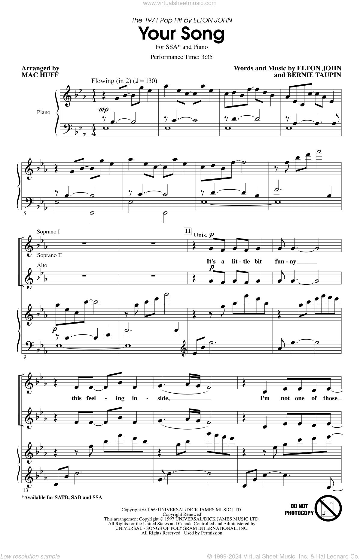 Your Song (arr. Mac Huff)