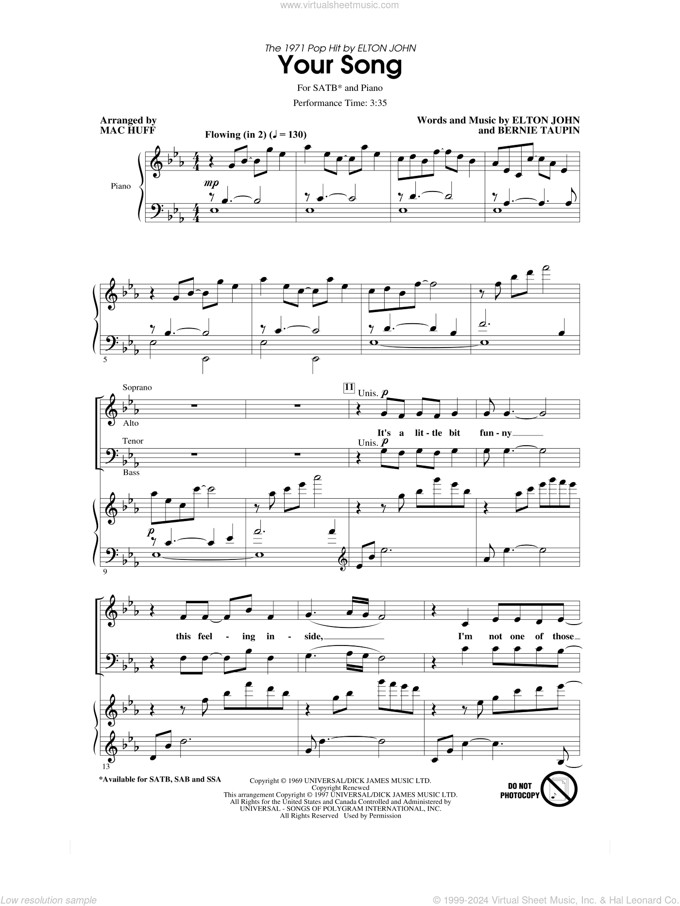 Your Song (arr. Mac Huff)
