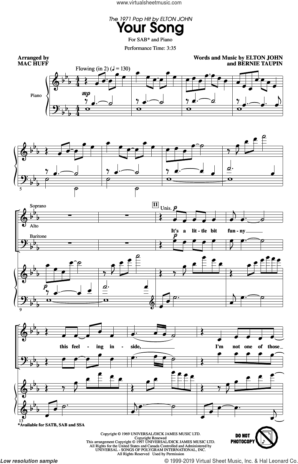 Your Song (arr. Mac Huff)