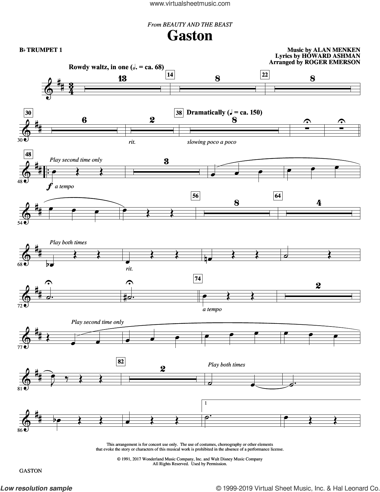 Gaston (from Beauty and The Beast) (arr. Roger Emerson)