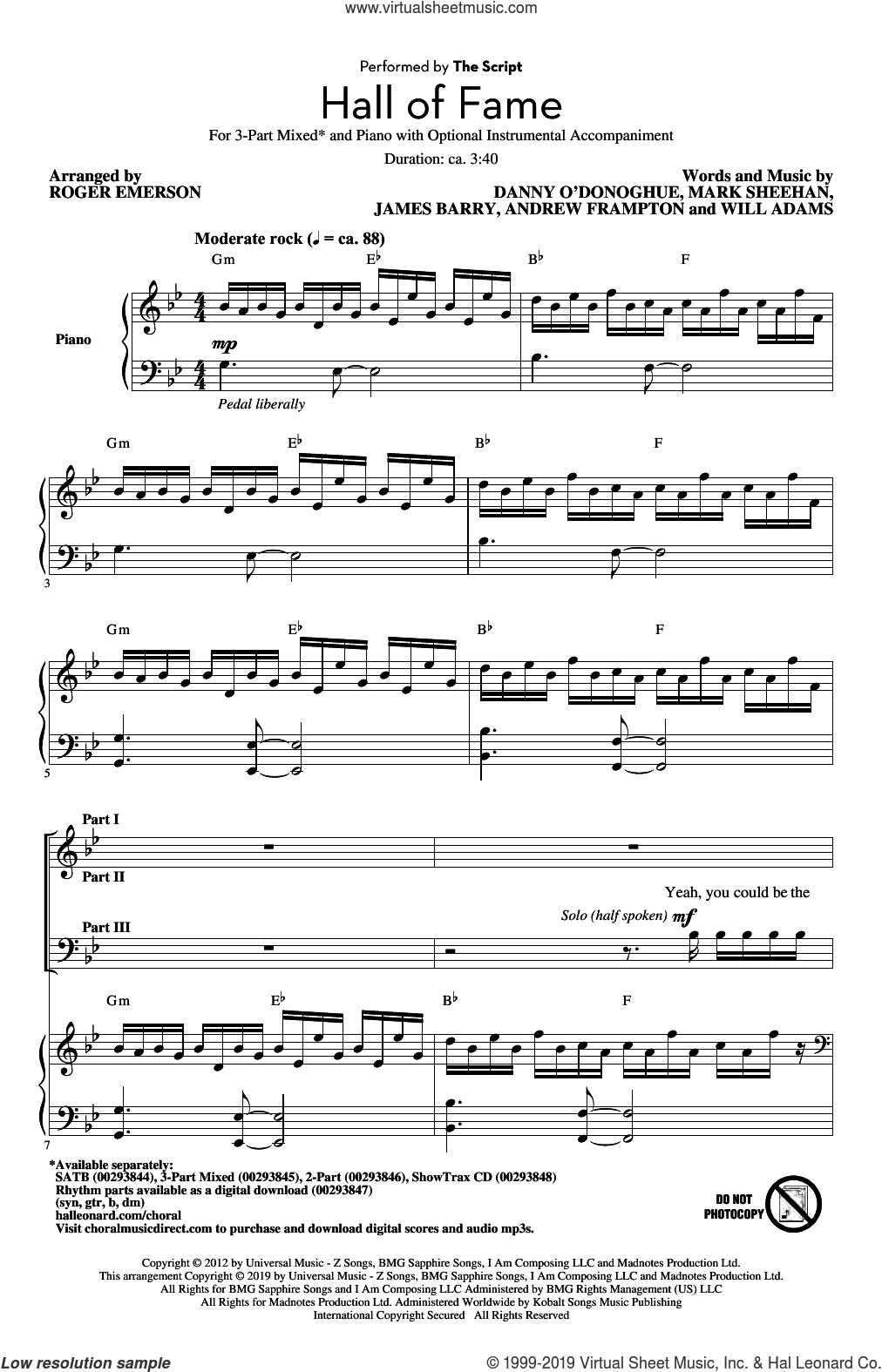Hall Of Fame (feat. Will.I.Am) (arr. Roger Emerson)