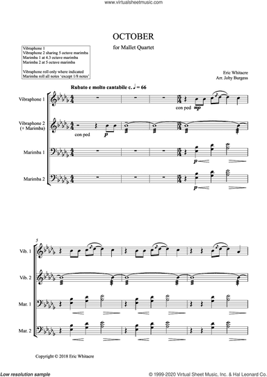October (Alleluia) for Mallet Quartet (arr. Joby Burgess)