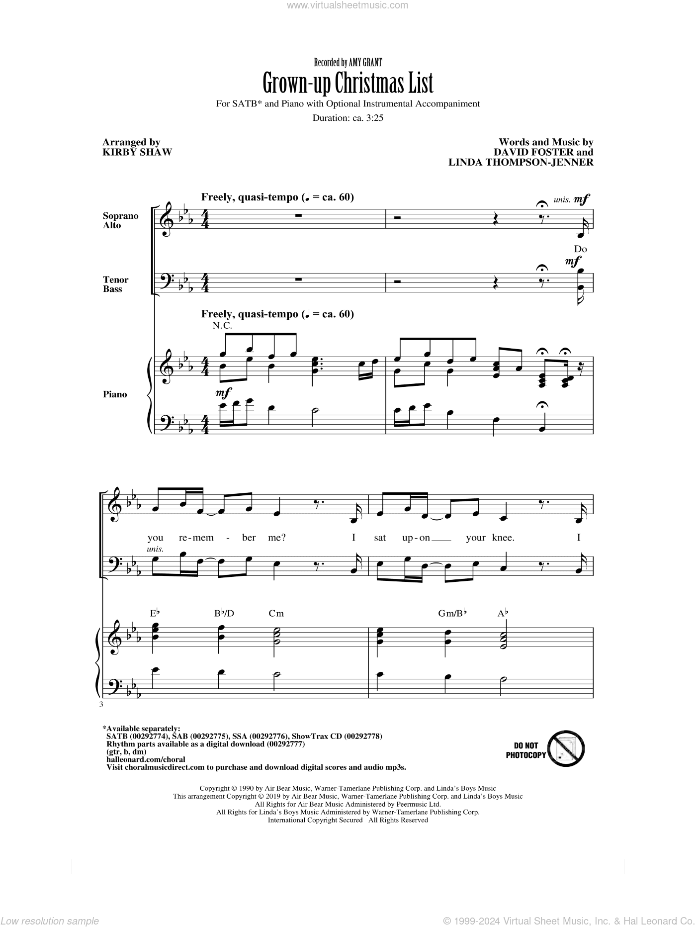 Grown-Up Christmas List (arr. Kirby Shaw)