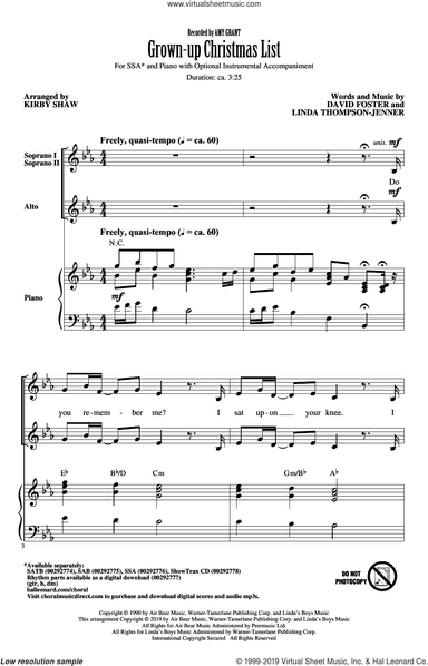 Grown-Up Christmas List (arr. Kirby Shaw)