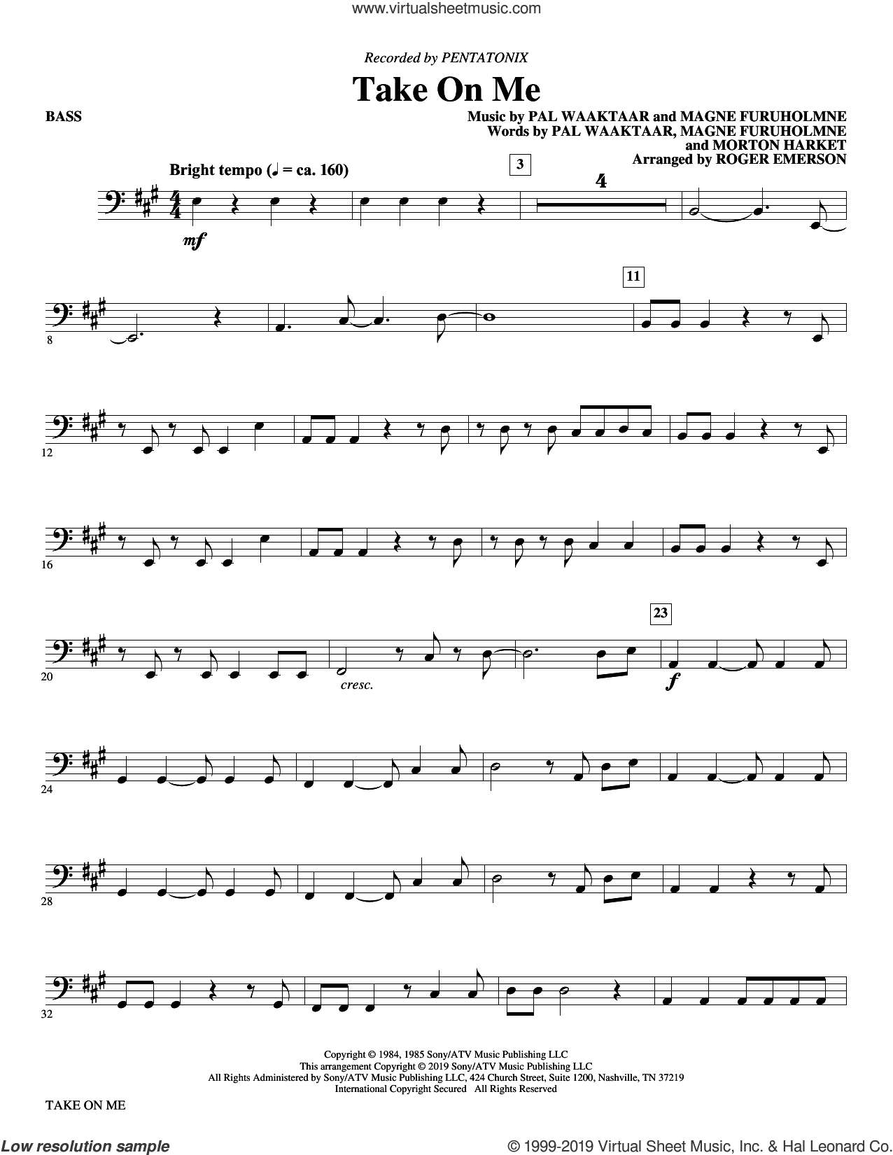 Take on Me (arr. Roger Emerson) (complete set of parts)