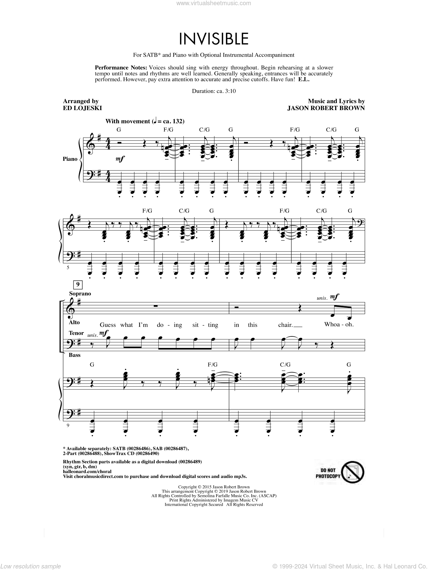 Invisible (arr. Ed Lojeski)