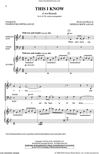 This I Know (I Am Blessed) (arr. Charles McCartha)