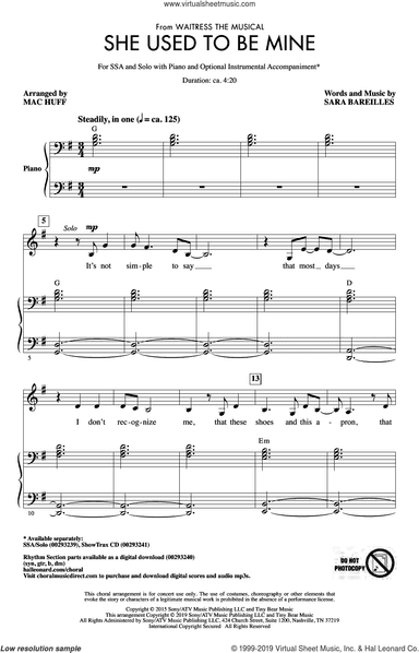 She Used To Be Mine (from Waitress the Musical) (arr. Mac Huff)