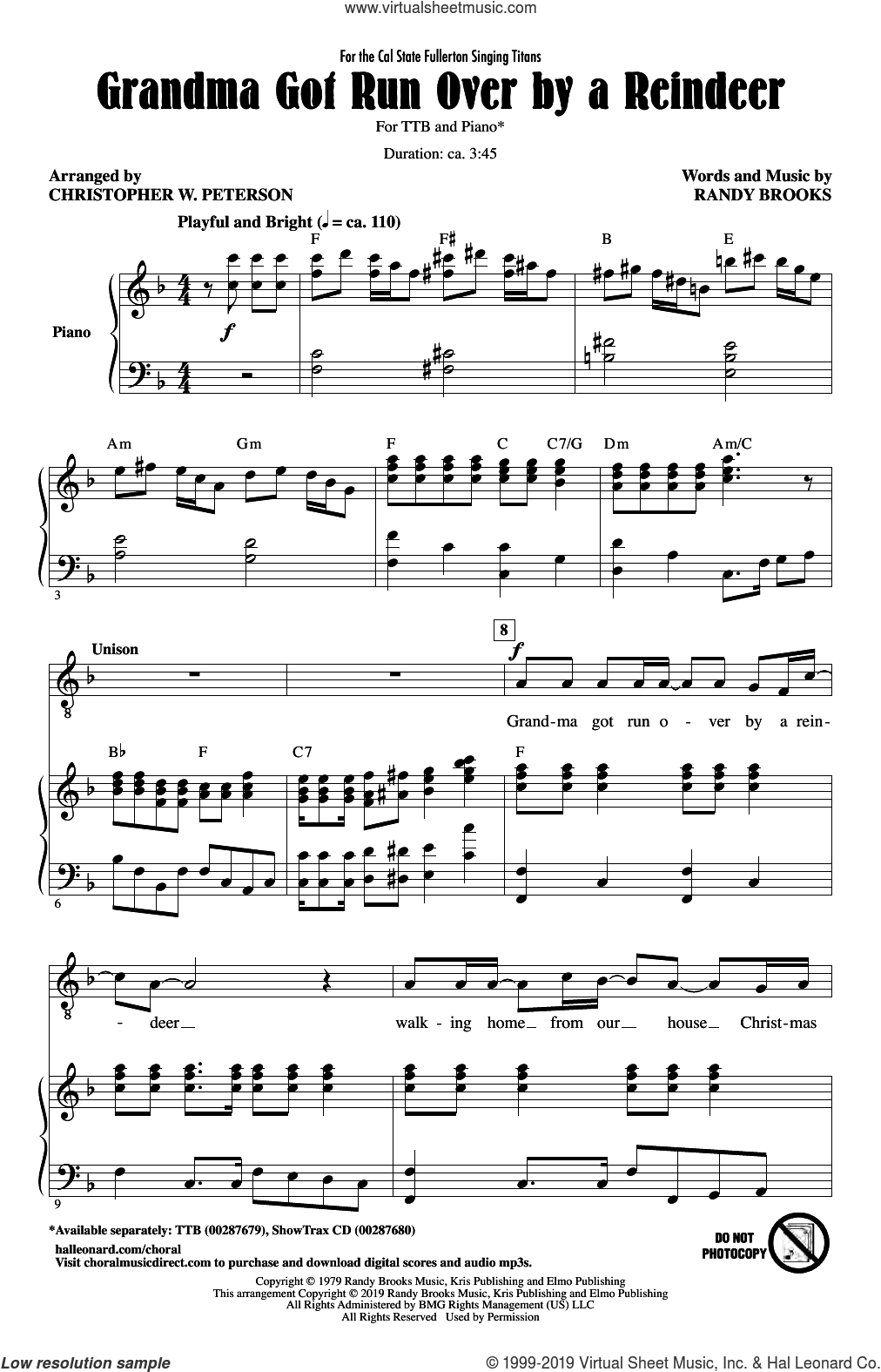 Grandma Got Run Over By A Reindeer (arr. Christopher Peterson)