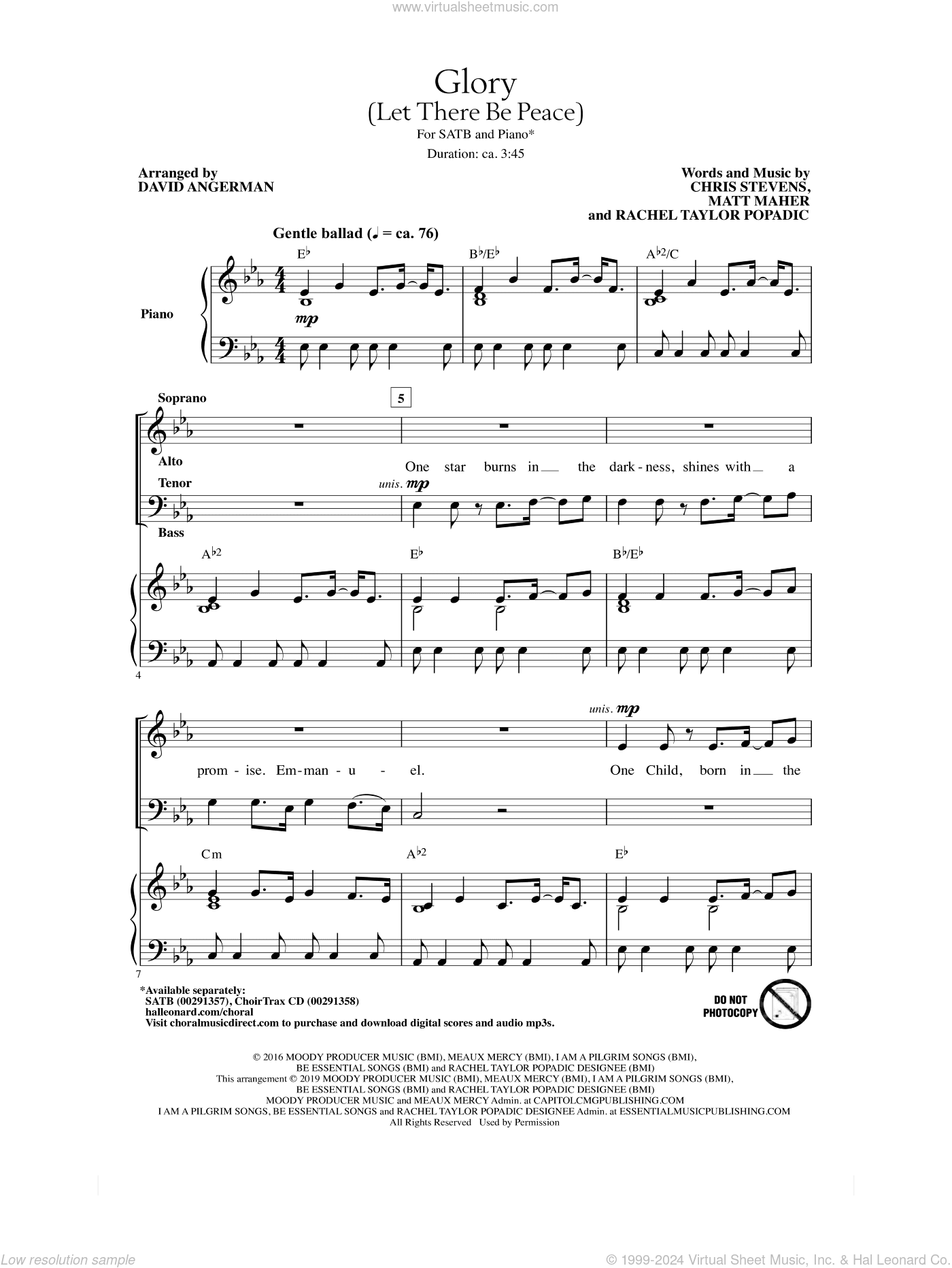 Glory (Let There Be Peace) (arr. David Angerman)