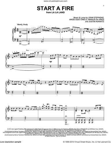 Start A Fire (from La La Land), (intermediate)