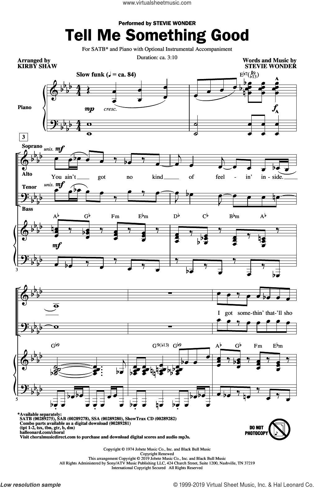 Tell Me Something Good (arr. Kirby Shaw)
