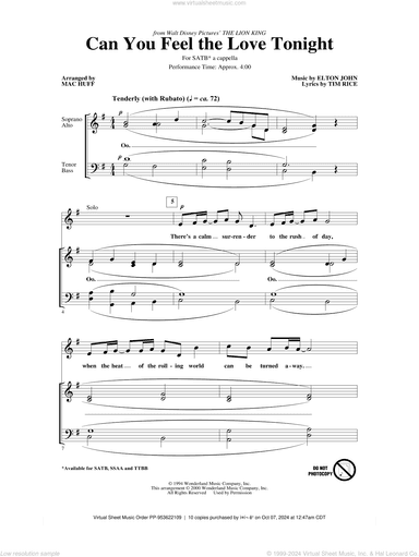 Can You Feel the Love Tonight (from The Lion King) (arr. Mac Huff)