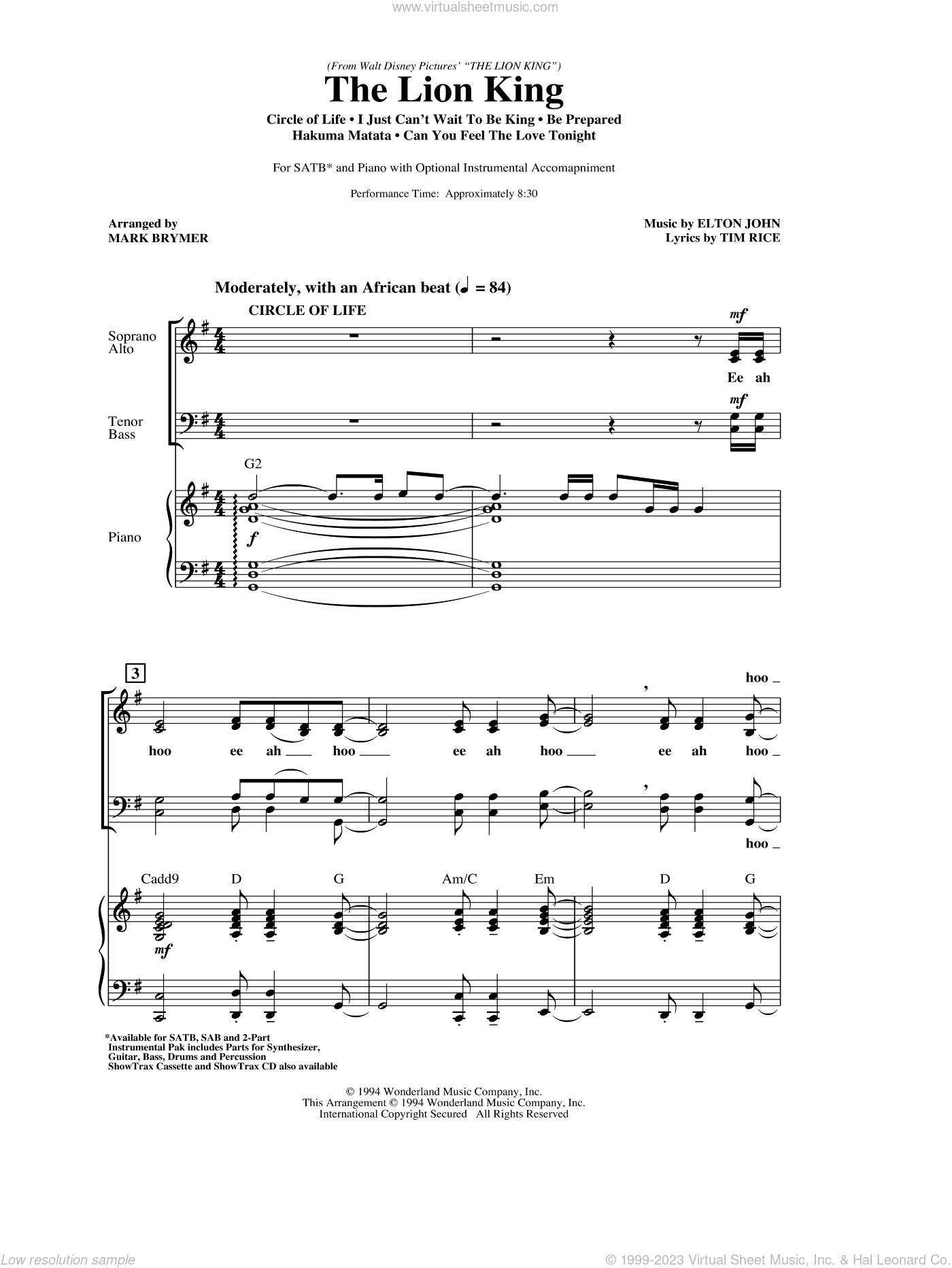 The Lion King (Medley) (arr. Mark Brymer)