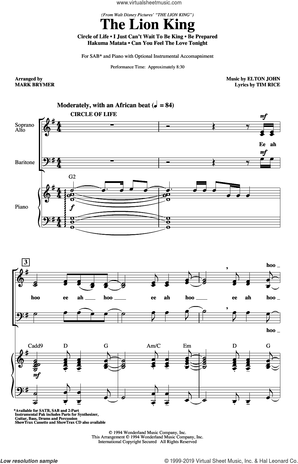 The Lion King (Medley) (arr. Mark Brymer)