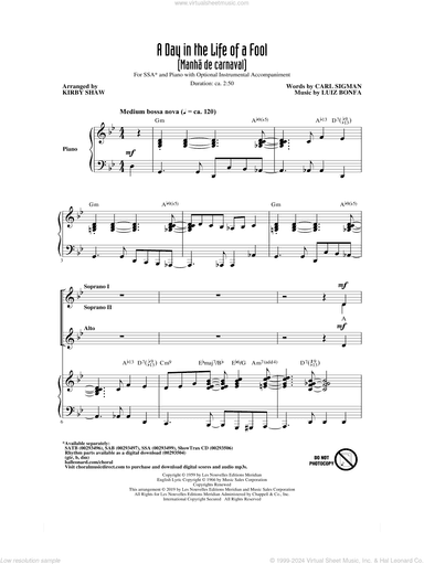 A Day In The Life Of A Fool (Manha De Carnaval) (arr. Kirby Shaw)