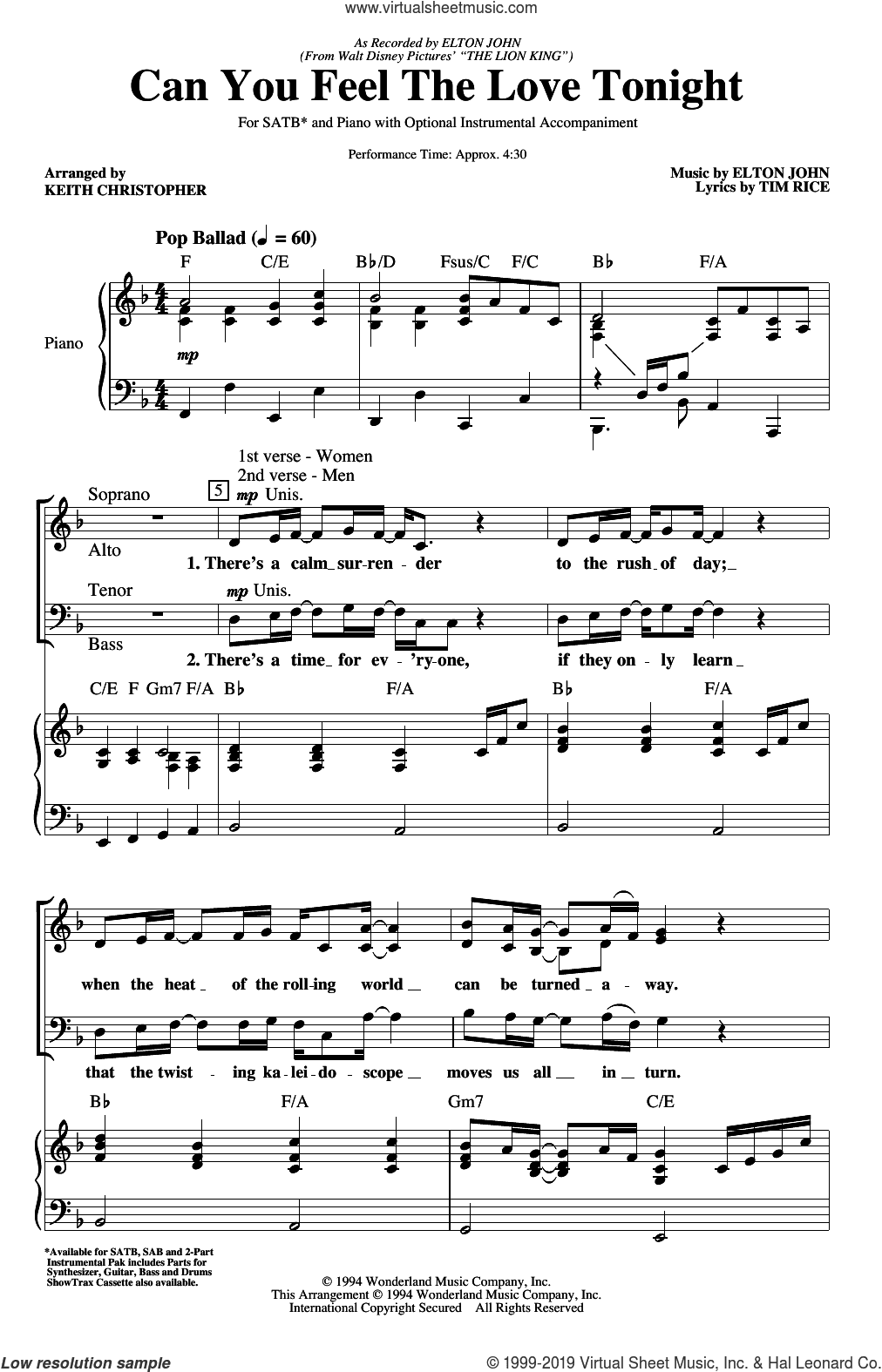 Can You Feel The Love Tonight (from The Lion King) (arr. Keith Christopher)