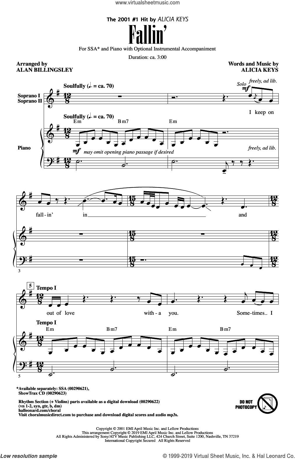 Fallin' (arr. Alan Billingsley)