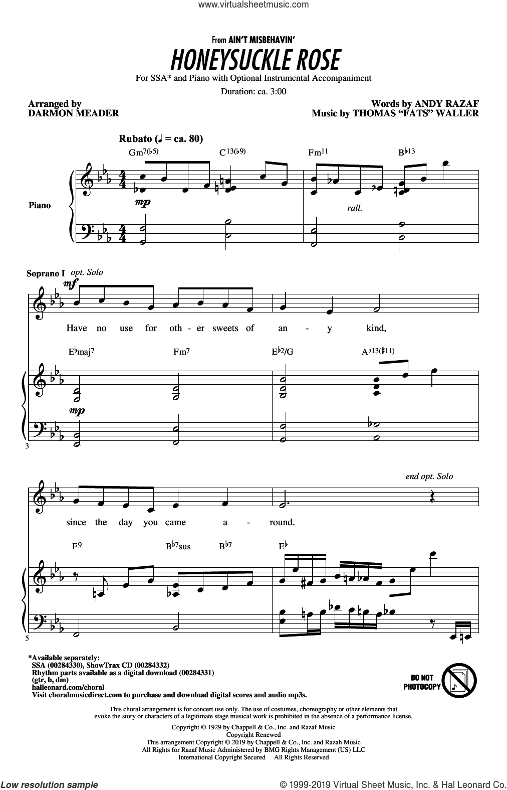 Honeysuckle Rose (arr. Darmon Meader)