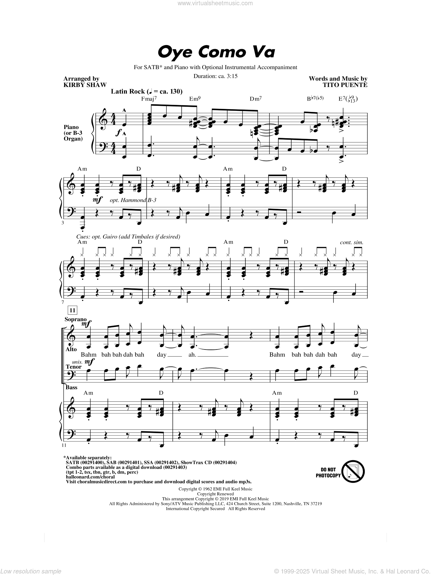 Oye Como Va (arr. Kirby Shaw)