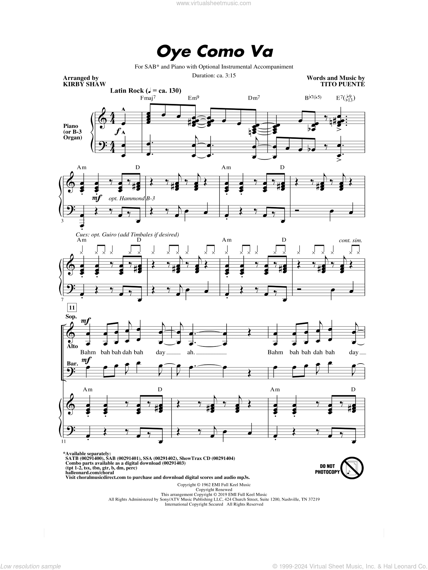 Oye Como Va (arr. Kirby Shaw)