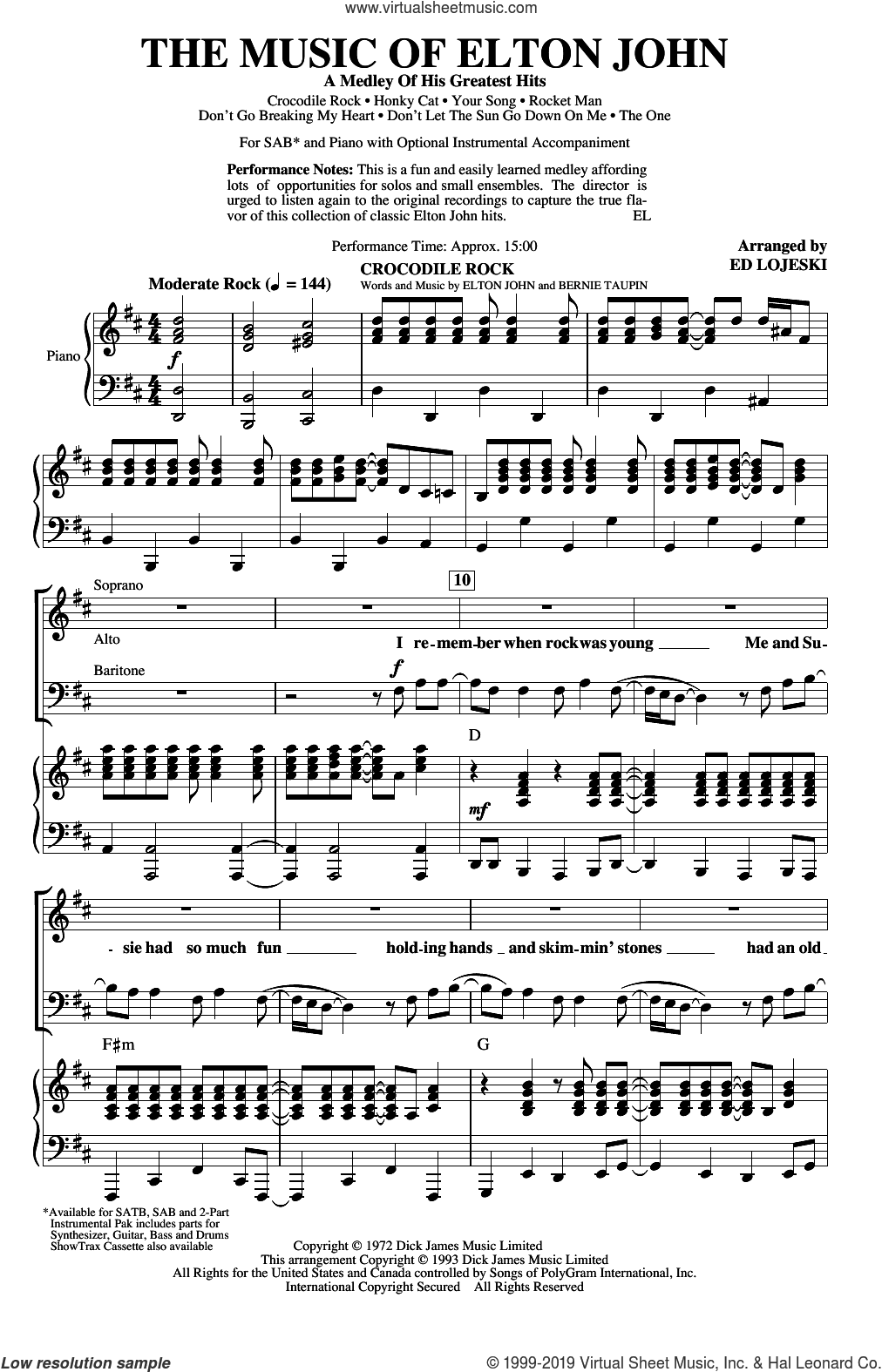 The Music of Elton John (A Medley Of His Greatest Hits) (arr. Ed Lojeski)