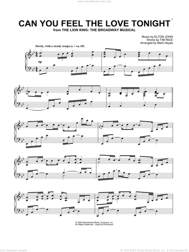 Can You Feel The Love Tonight (from The Lion King) (arr. Mark Hayes)