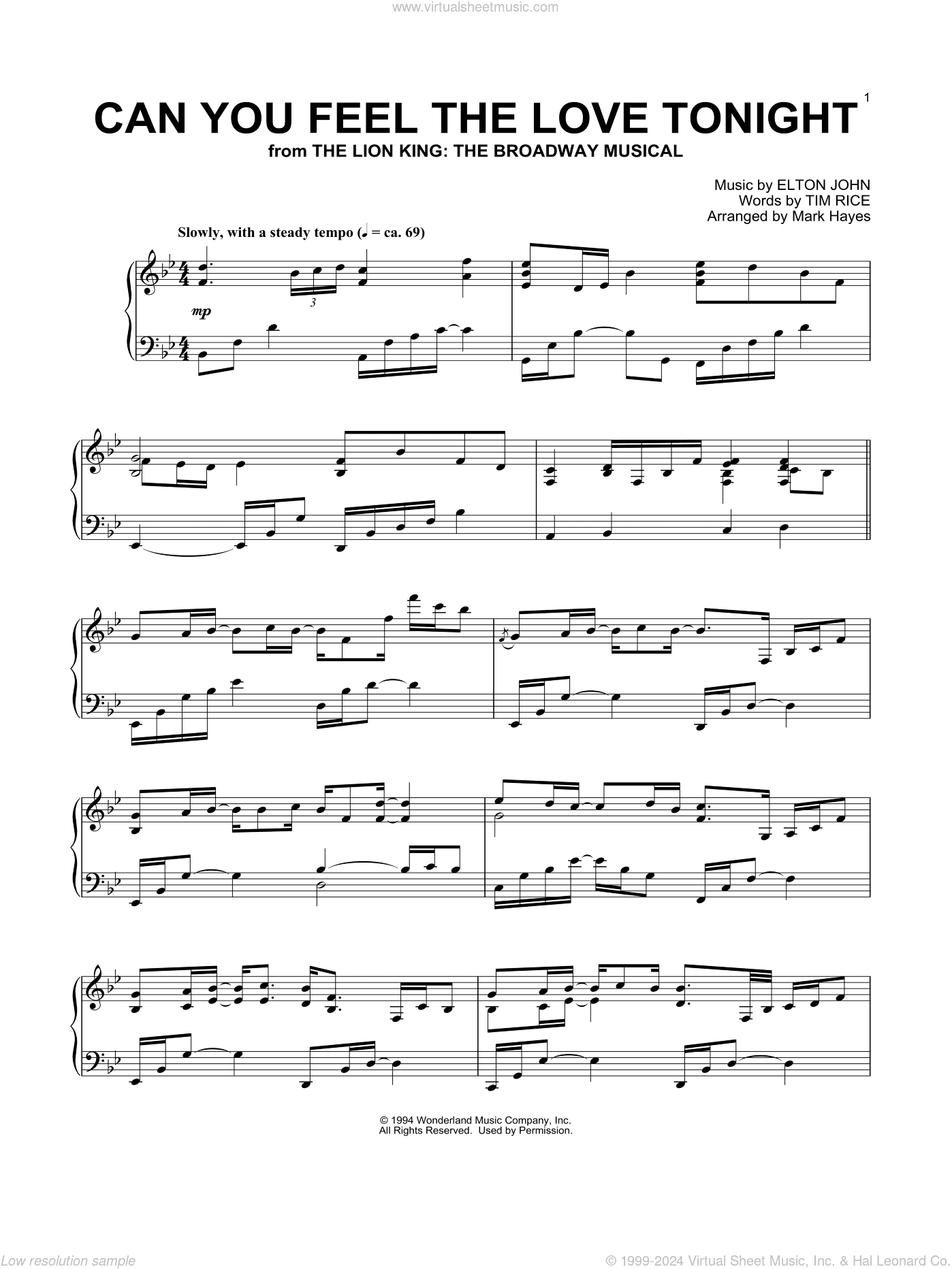 Can You Feel The Love Tonight (from The Lion King) (arr. Mark Hayes)
