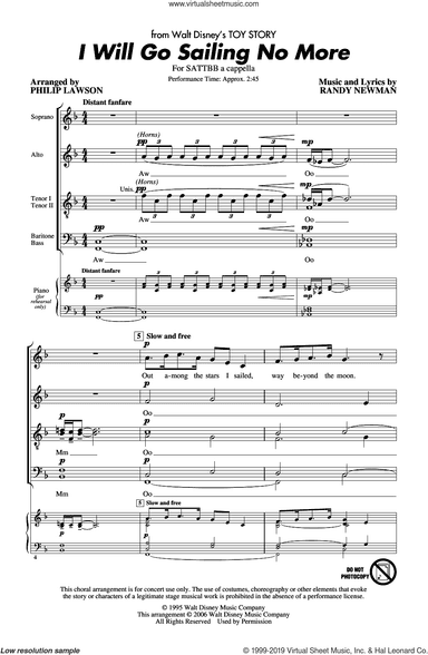 I Will Go Sailing No More (from Toy Story) (arr. Philip Lawson)