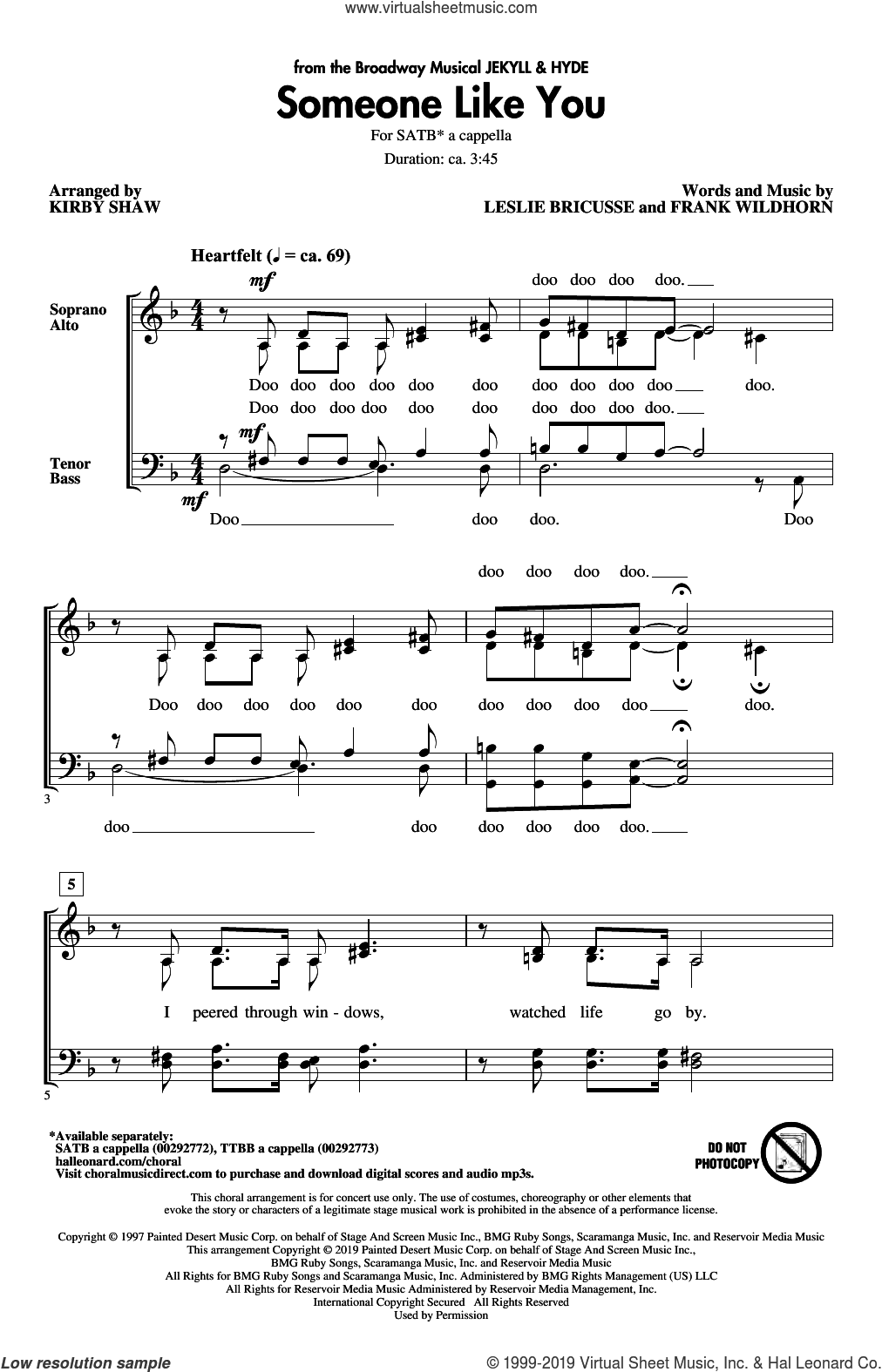 Someone Like You (from Jekyll and Hyde) (arr. Kirby Shaw)