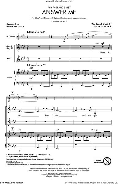 Answer Me (from The Band's Visit) (arr. Mark Brymer)