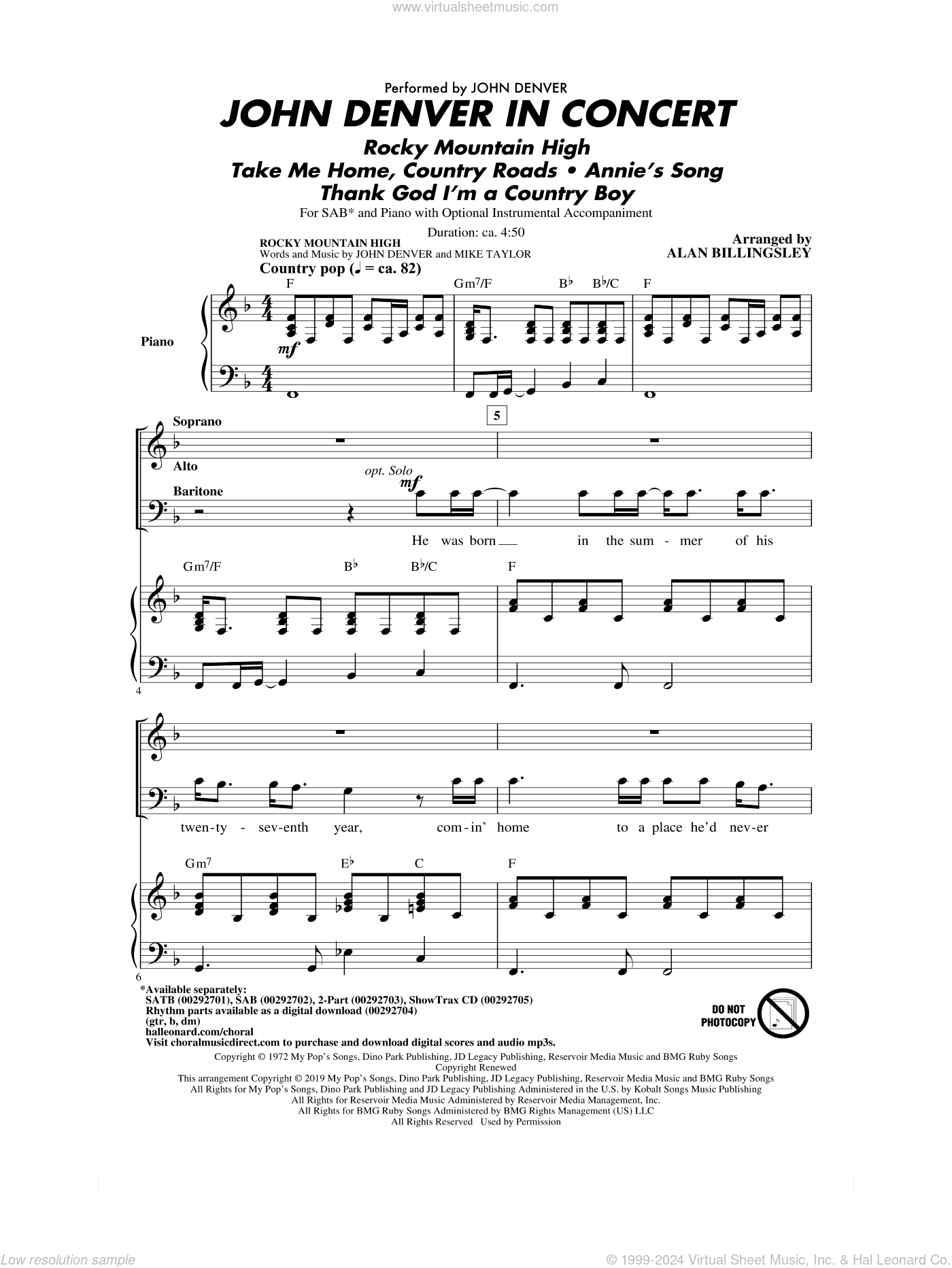 John Denver In Concert (arr. Alan Billingsley)