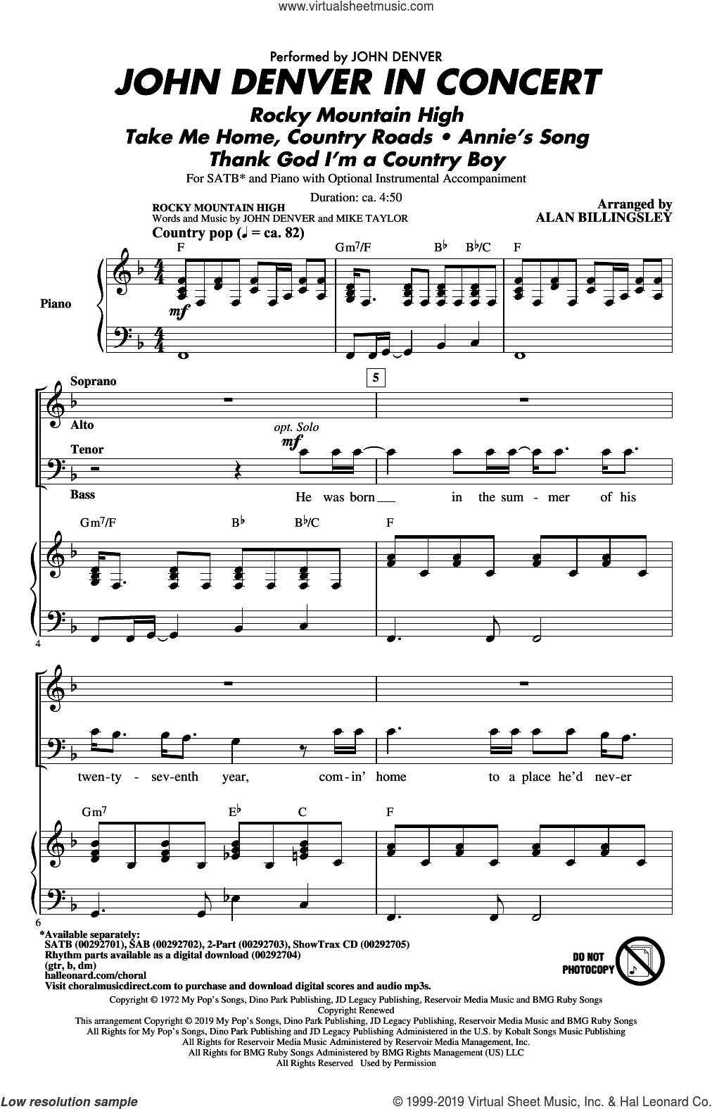 John Denver In Concert (arr. Alan Billingsley)
