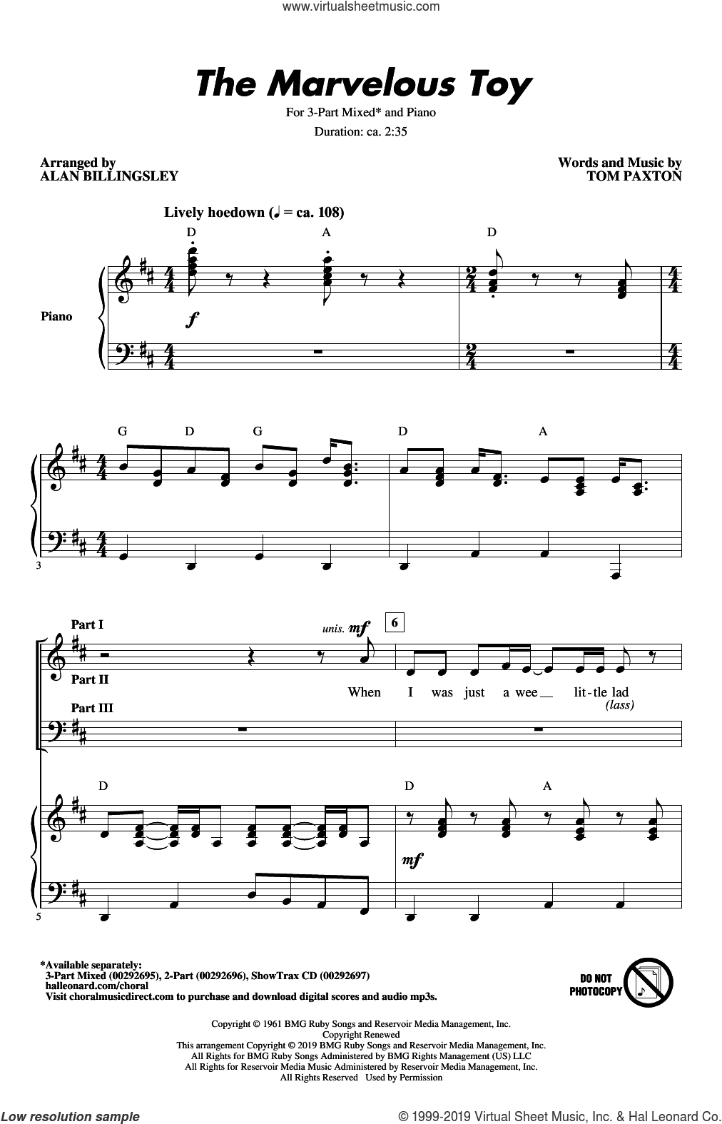 The Marvelous Toy (arr. Alan Billingsley)