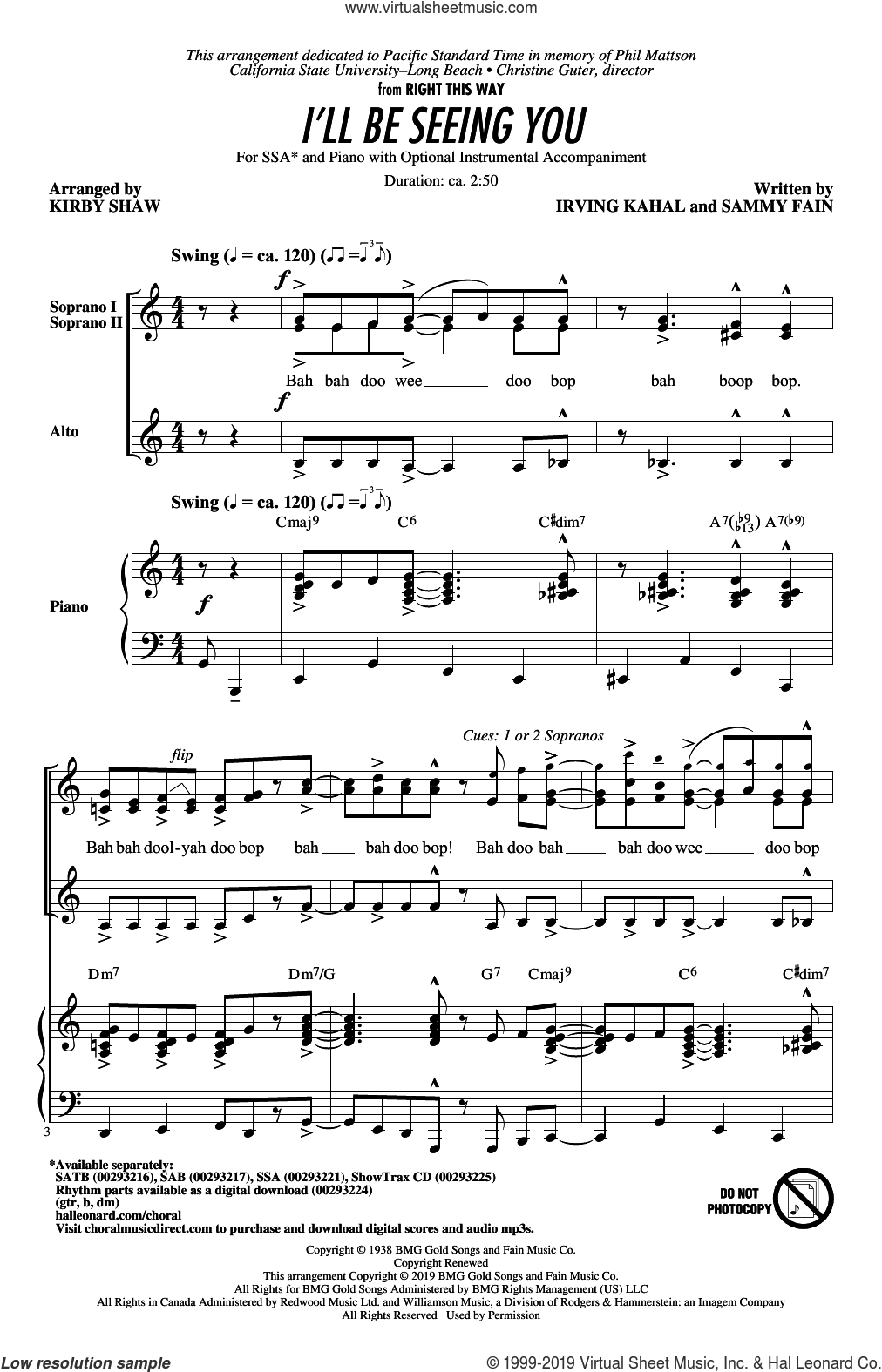 I'll Be Seeing You (arr. Kirby Shaw)