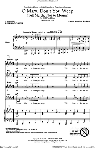 O Mary, Don't You Weep (Tell Martha Not to Mourn) (arr. Rollo Dilworth)