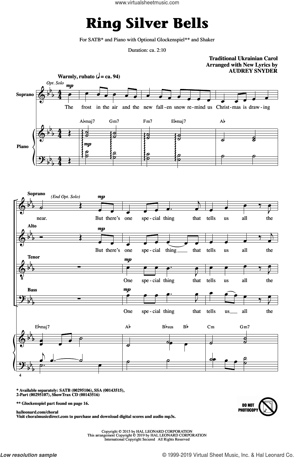 Ring Silver Bells (arr. Audrey Snyder)