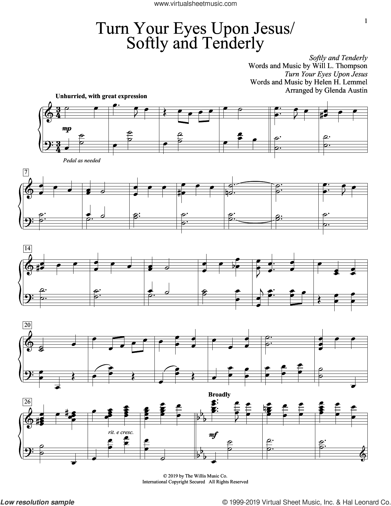 Turn Your Eyes Upon Jesus/Softly And Tenderly (arr. Glenda Austin)