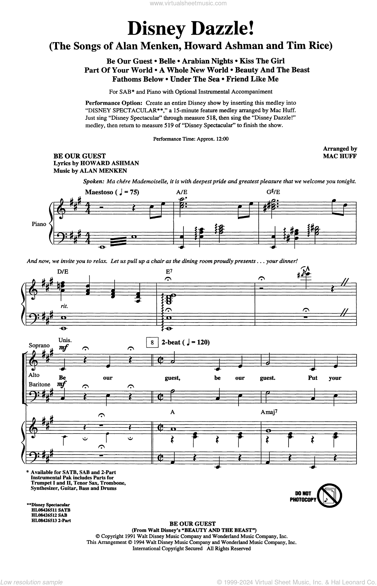 Disney Dazzle! (The Songs of Alan Menken, Howard Ashman and Tim Rice) (Medley)