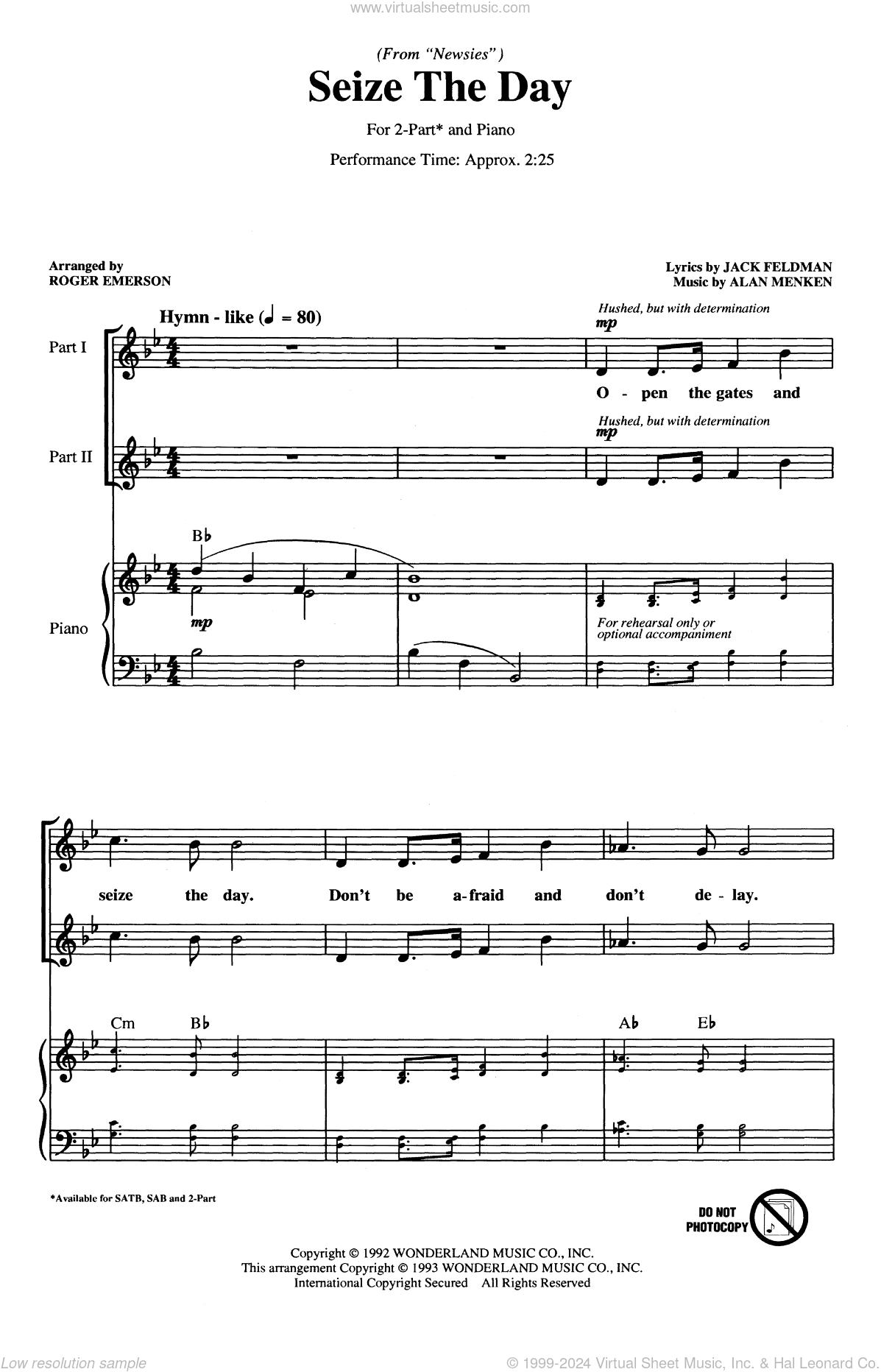 Seize The Day (from Newsies) (arr. Roger Emerson)