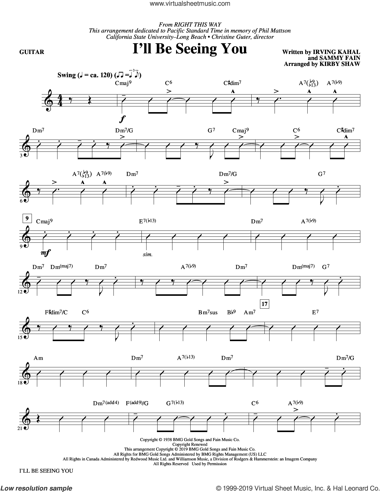 I'll Be Seeing You (arr. Kirby Shaw) (complete set of parts)