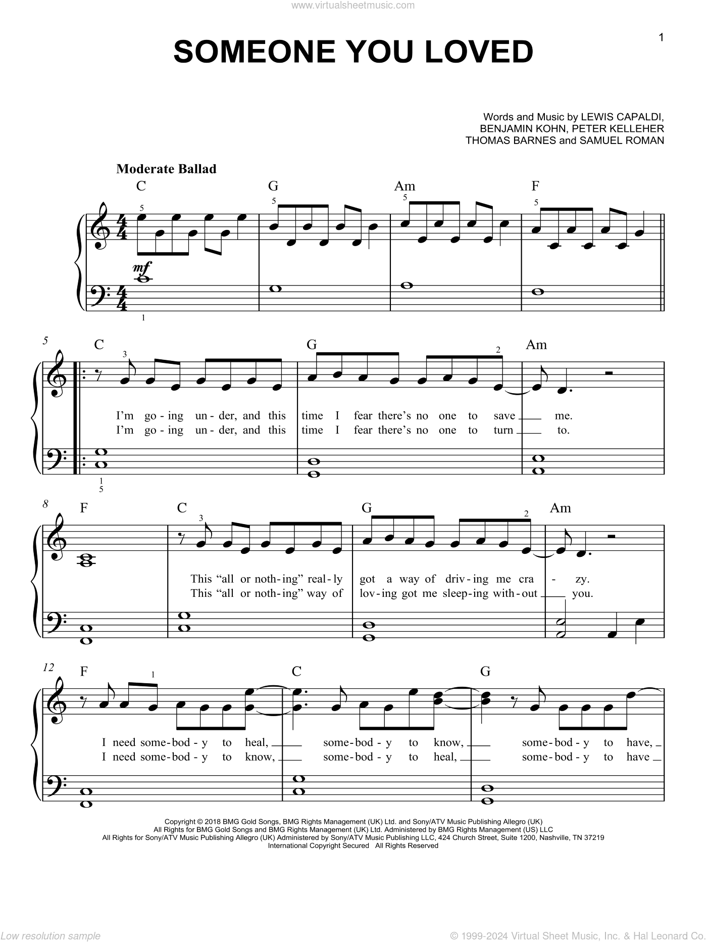 Someone You Loved, (beginner)