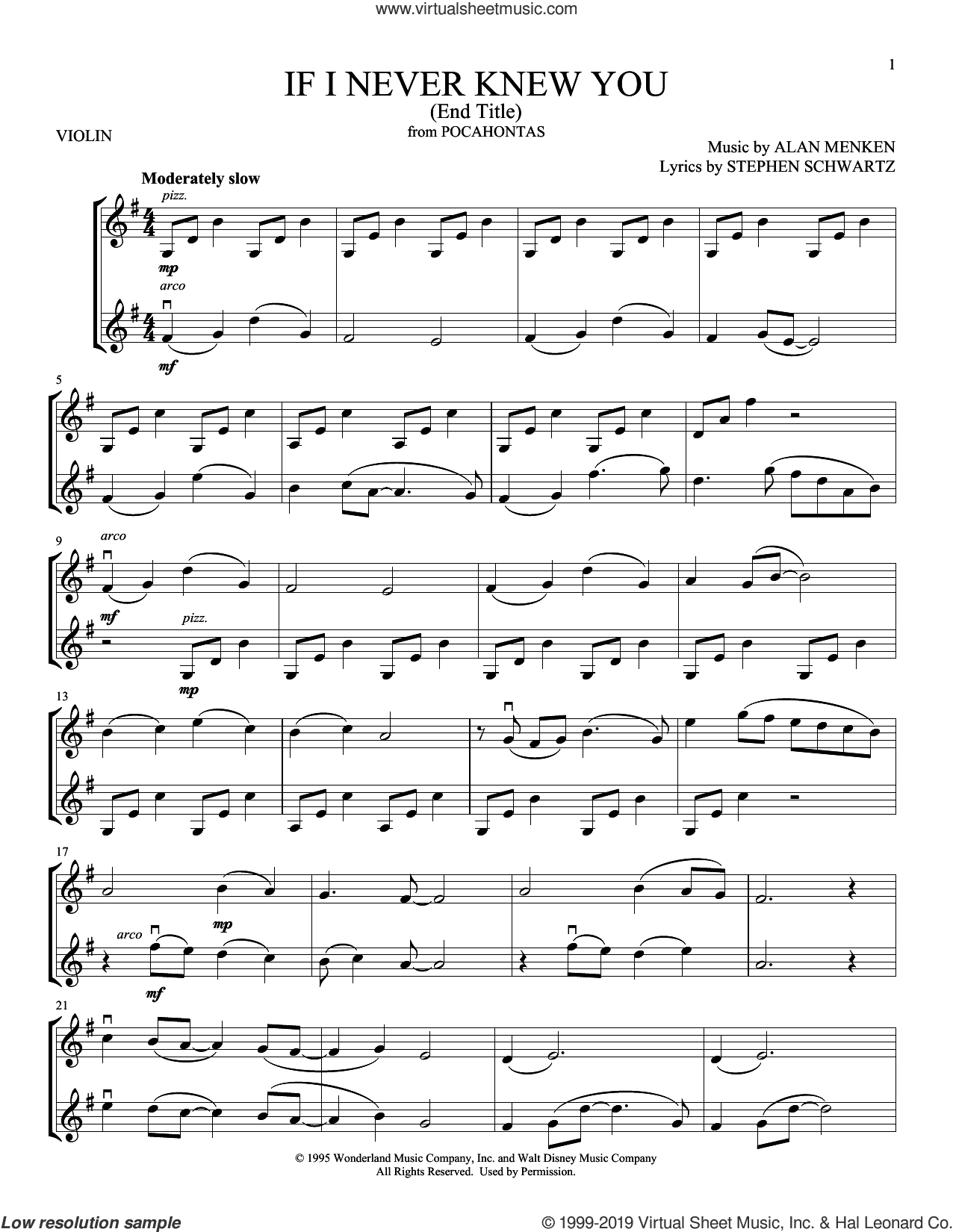 If I Never Knew You (End Title) (from Pocahontas)