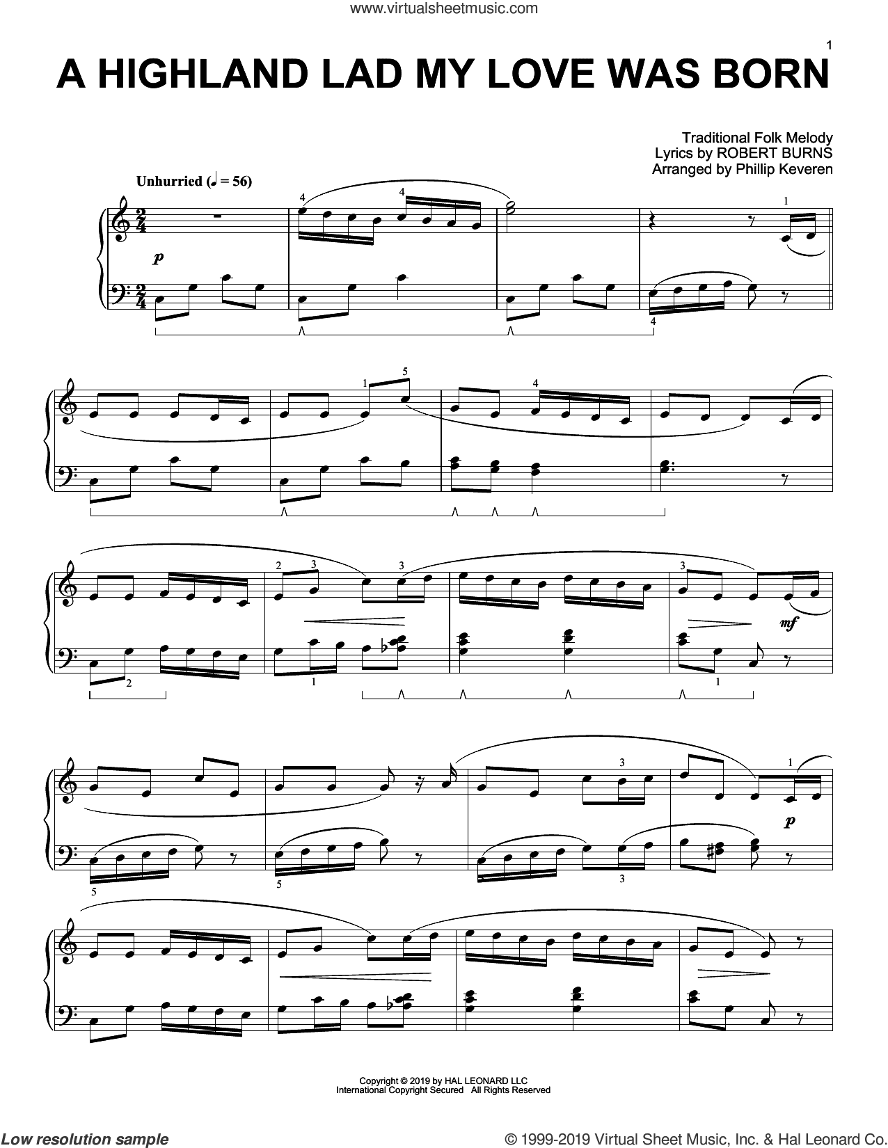 A Highland Lad My Love Was Born (arr. Phillip Keveren)