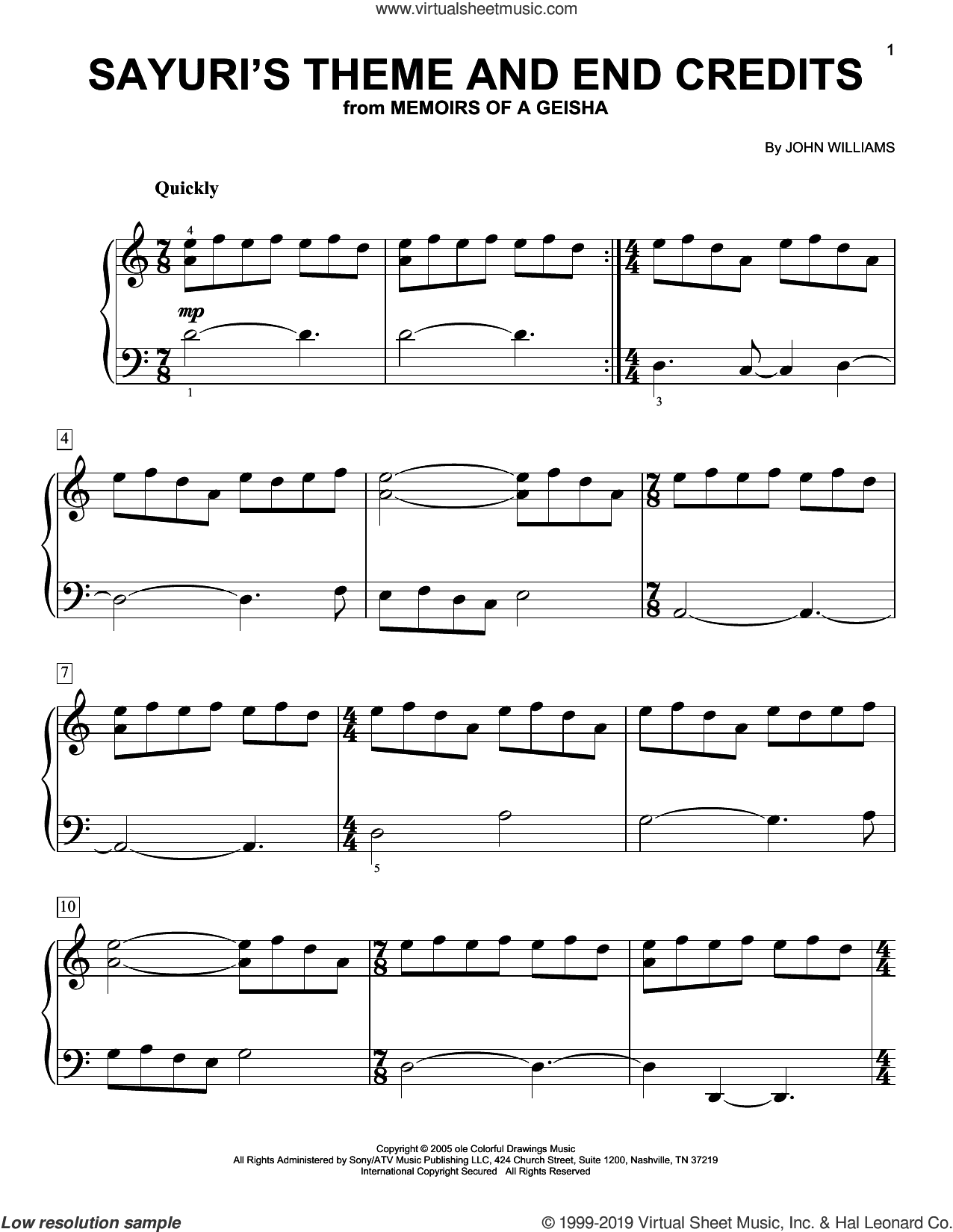 Sayuri's Theme And End Credits (from Memoirs Of A Geisha)
