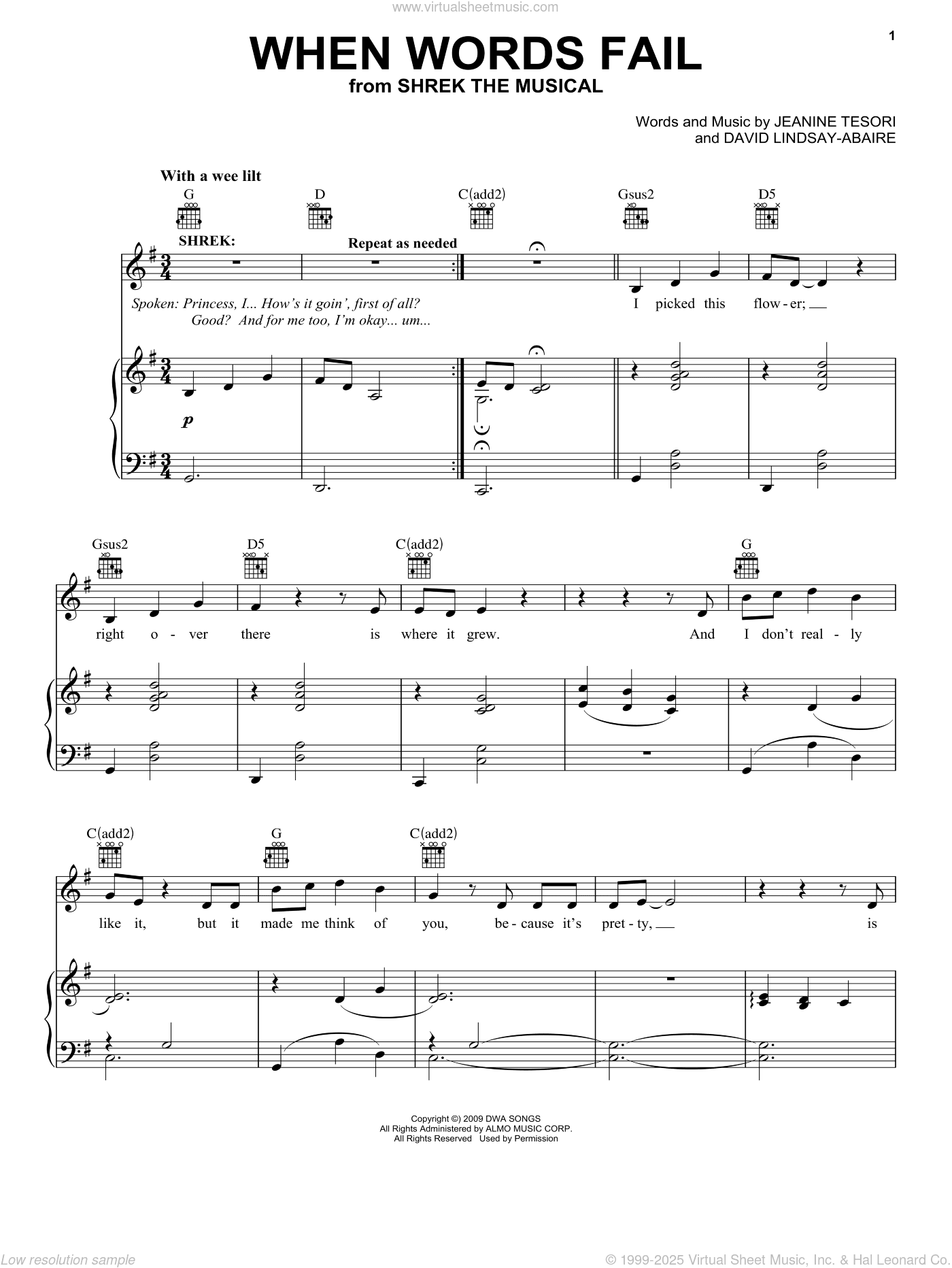 When Words Fail (from Shrek The Musical)