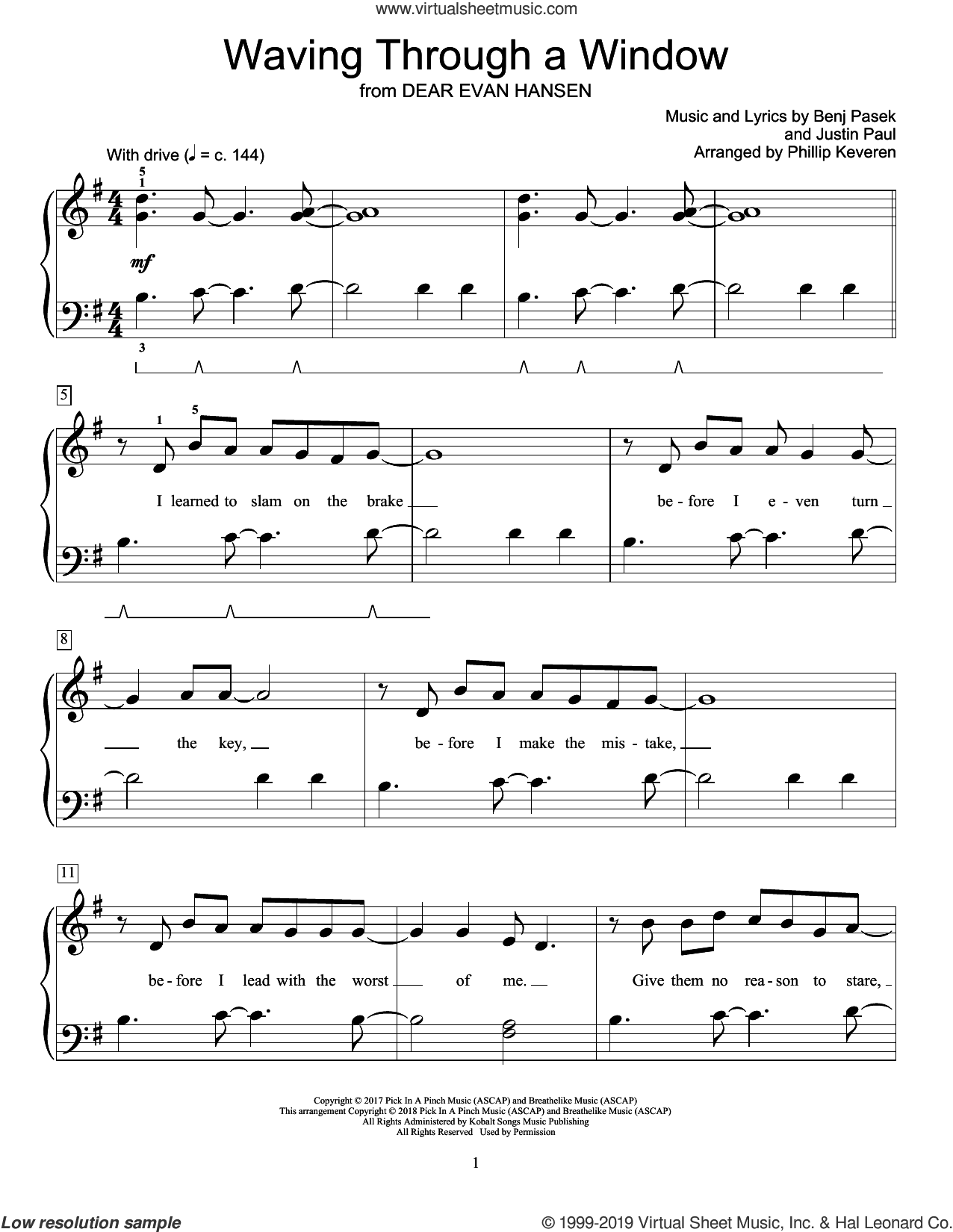 Waving Through A Window (from Dear Evan Hansen) (arr. Phillip Keveren)