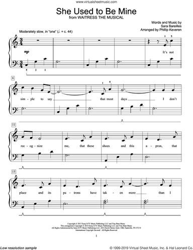 She Used To Be Mine (from Waitress) (arr. Phillip Keveren)