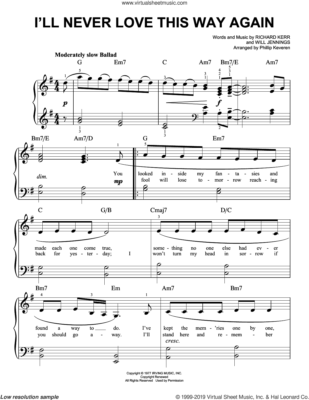 I'll Never Love This Way Again (arr. Phillip Keveren)