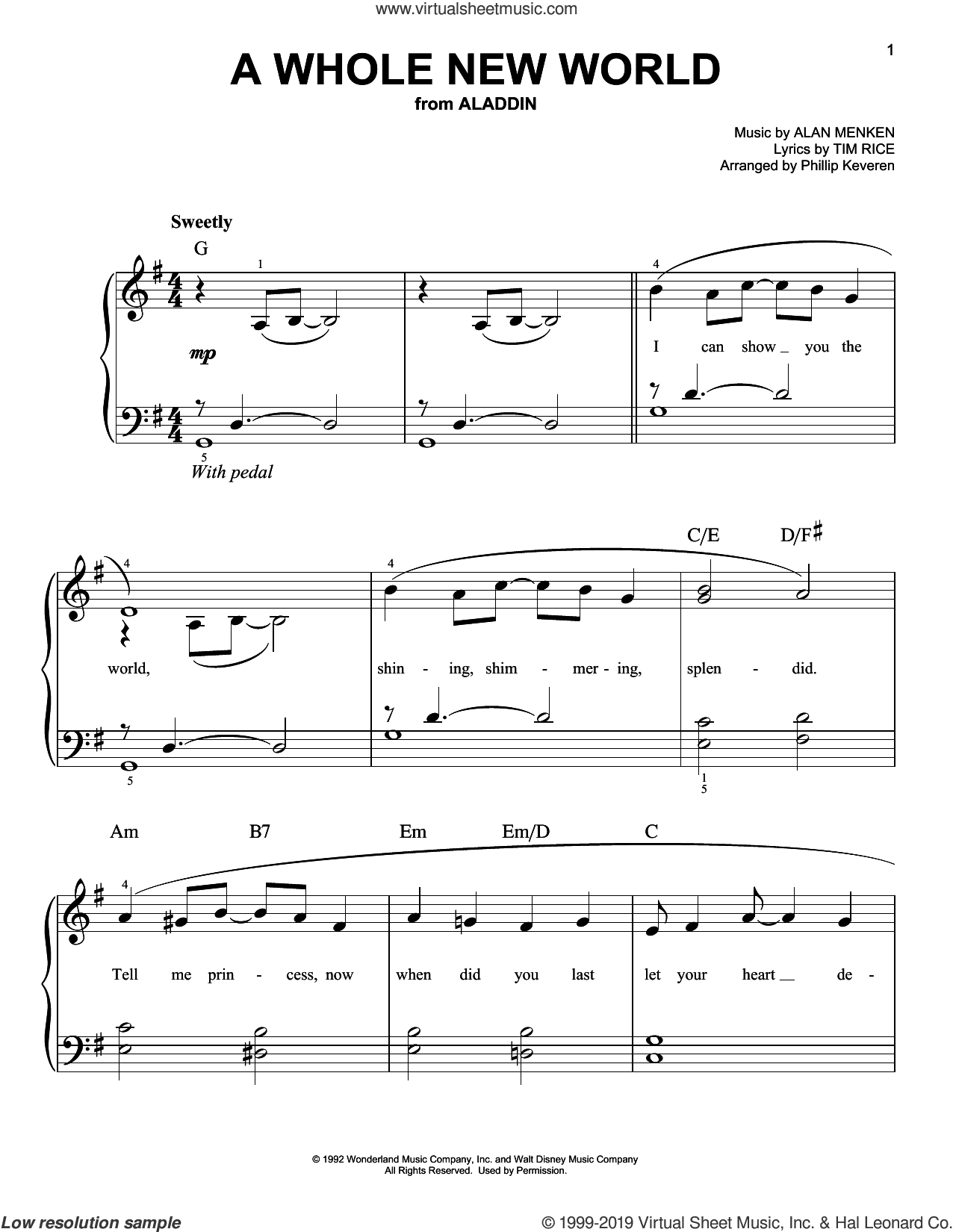 A Whole New World (from Aladdin) (arr. Phillip Keveren)